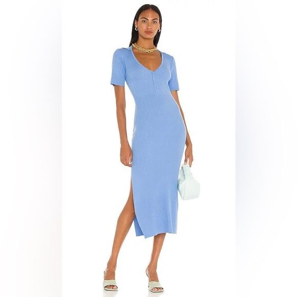 Bardot Multi Tone Knit Midi Blue Sweater Dress Size S - Picture 4 of 12